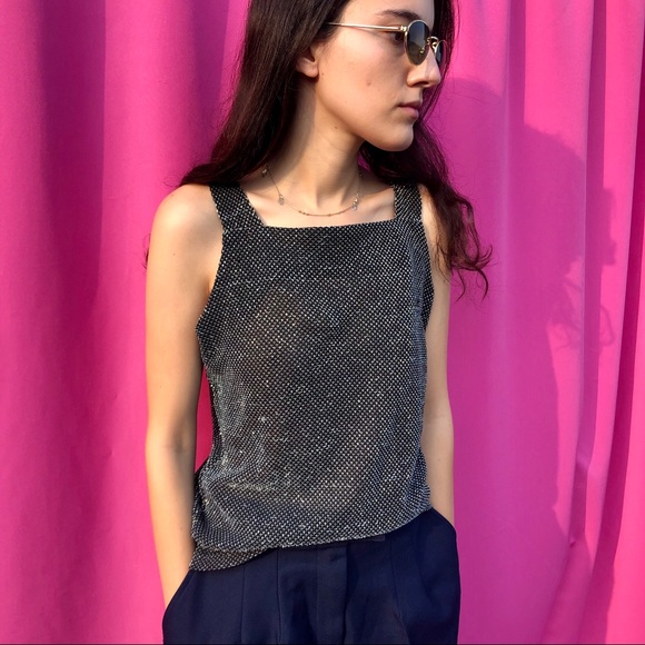 Vintage gray sparkly sleeveless top - Picture 8 of 14